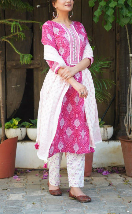 Buy Biba White Embroidered Kurta Churidar Set With Dupatta for Women Online  @ Tata CLiQ